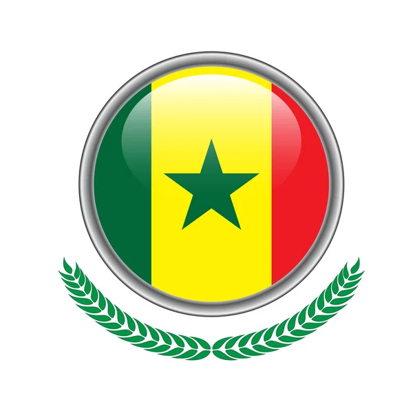 Bouton Drapeau Sénégal Icône Drapeau Sénégal Illustration Vectorielle Drapeau Senegal — Image vectorielle