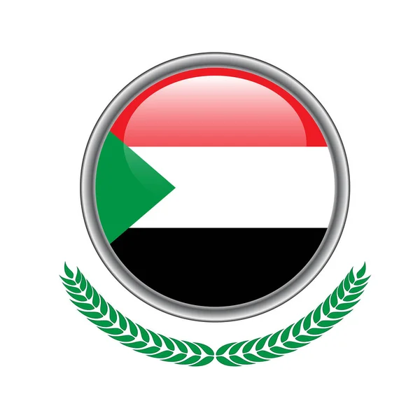 Sudan bayrağı düğmesi. Sudan bayrağı simgesi. Sudan bayrağı beyaz arka plan üzerinde vektör çizim. 