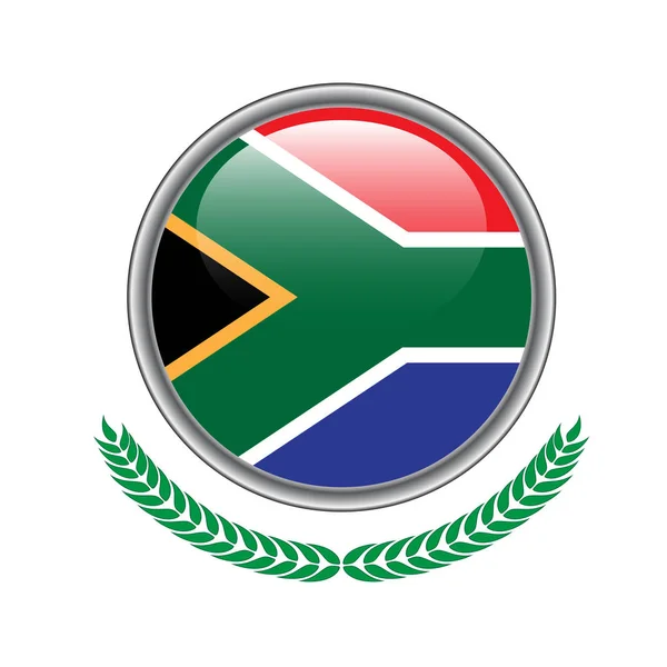 南非国旗按钮 南非国旗图标 在白色背景的南非国旗向量例证 — 图库矢量图片