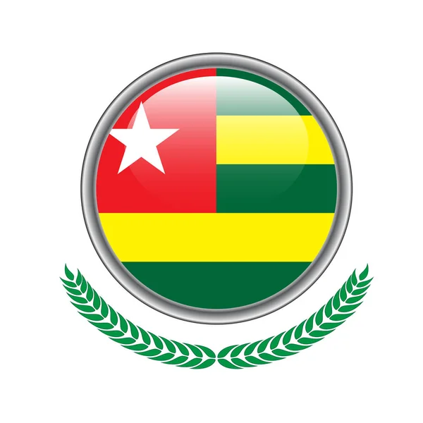 Κουμπί Σημαίας Τόγκο Εικονίδιο Σημαίας Τόγκο Vector Εικονογράφηση Του Τόγκο — Διανυσματικό Αρχείο