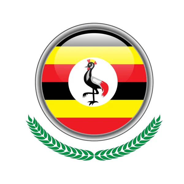 乌干达国旗按钮 乌干达国旗图标 在白色背景的乌干达国旗例证向量 — 图库矢量图片