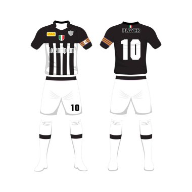 Futbol spor tasarım şablonu üniforması. Spor üniforma ön ve arkadan görünüm