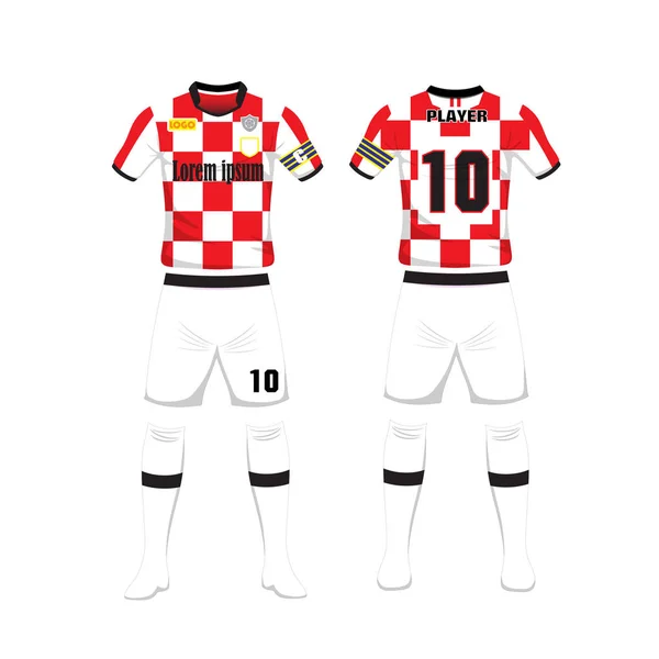 Futbol Hırvatistan spor tasarım şablonu üniforması. Spor üniforma ön ve arkadan görünüm