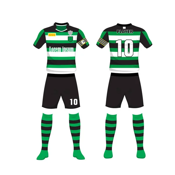 Futbol spor tasarım şablonu üniforması. Spor üniforma ön ve arkadan görünüm