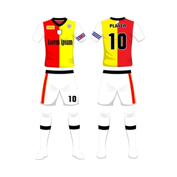 Futbol spor tasarım şablonu üniforması. Spor üniforma ön ve arkadan görünüm