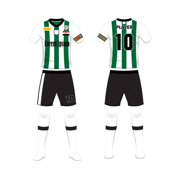 Futbol spor tasarım şablonu üniforması. Spor üniforma ön ve arkadan görünüm