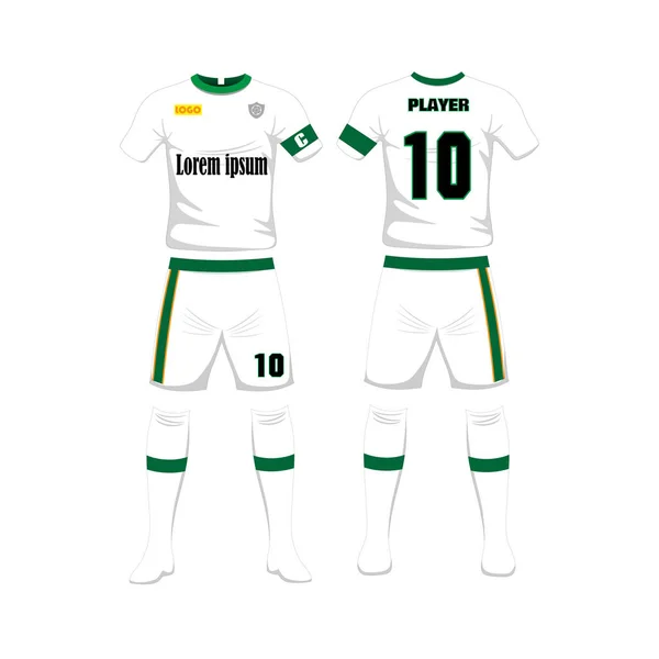Futbol spor tasarım şablonu üniforması. Spor üniforma ön ve arkadan görünüm