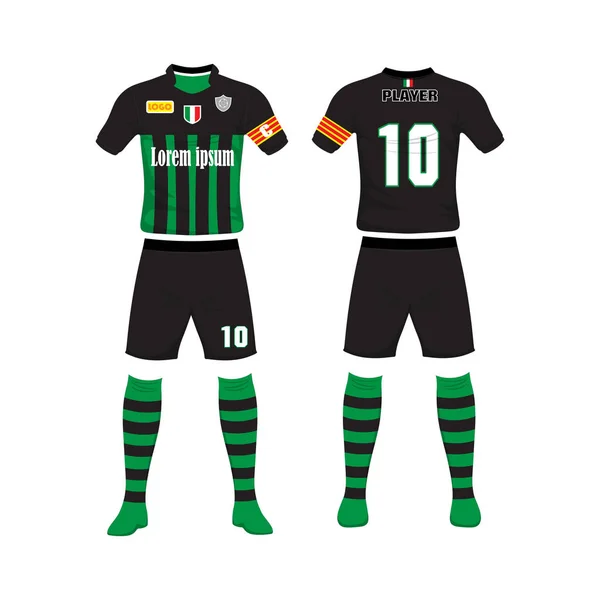 Futbol spor tasarım şablonu üniforması. Spor üniforma ön ve arkadan görünüm