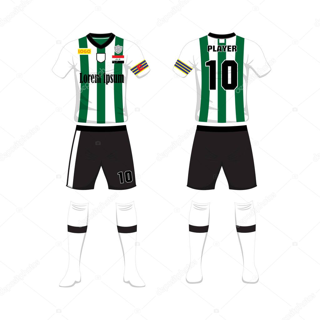 Uniform of football sport design template. Sport uniform in front and back view