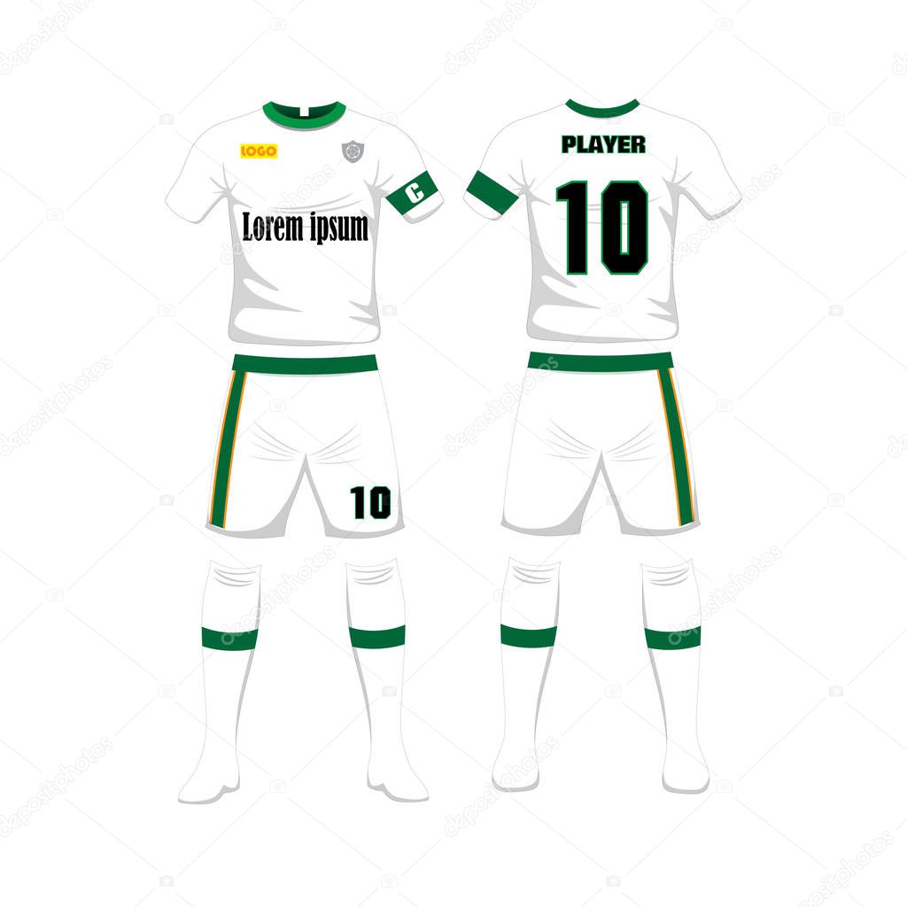 Uniform of football sport design template. Sport uniform in front and back view
