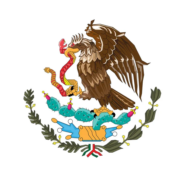 National Mexico Coat Arms Vector Illustration Mexico Coat Arms White — Stock Vector