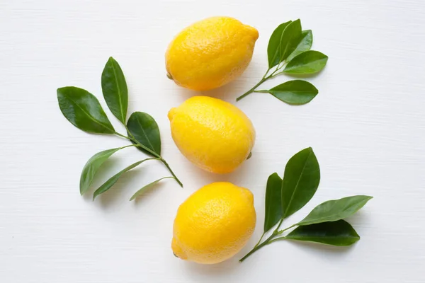 Fresh Lemon White Background Top View — Stock Photo, Image