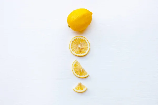 Fresh lemon on a white background. Top view