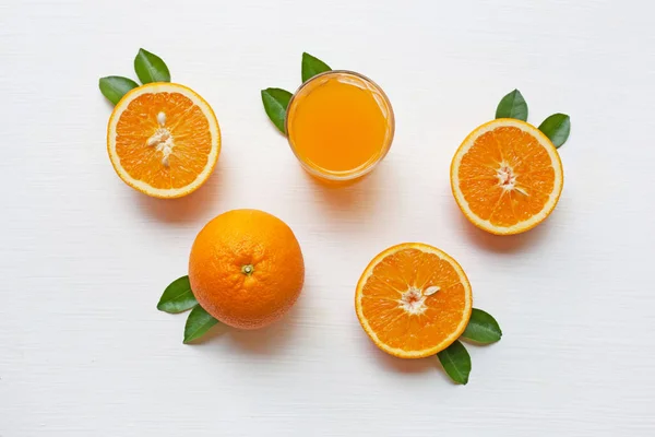 Φρέσκο Πορτοκάλι Εσπεριδοειδών Φρούτων Άσπρο Φόντο Top View — Φωτογραφία Αρχείου