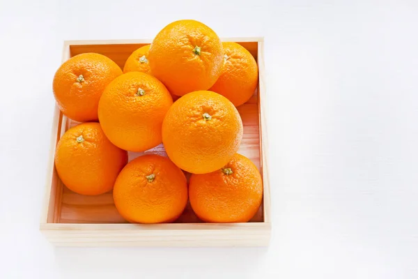 Cítricos Naranjas Frescas Aisladas Sobre Fondo Blanco Vista Superior — Foto de Stock