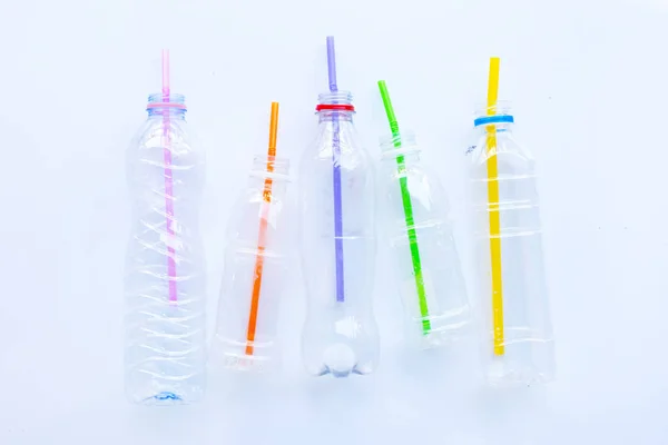 Plastic Waste Pollution, Plastic bottles, straws for recycle
