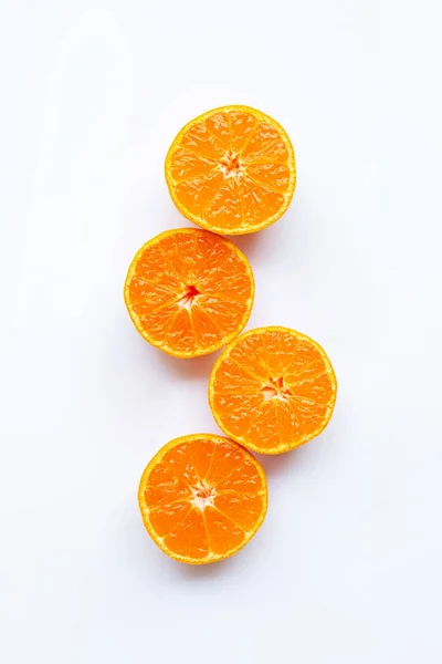 Оранжевые Плоды Белом Фоне Вид Сверху — стоковое фото