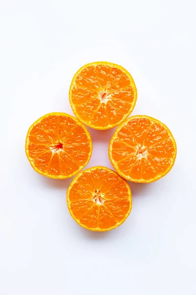 Оранжевые Плоды Белом Фоне Вид Сверху — стоковое фото
