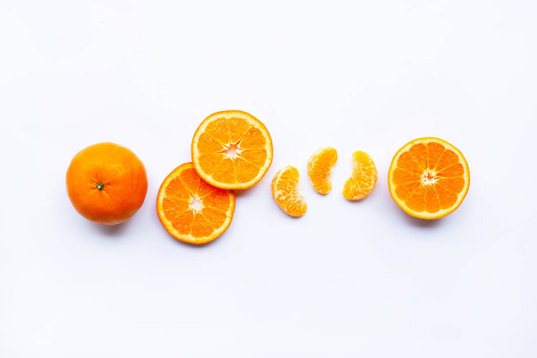 Fresh orange citrus fruits  on white background.