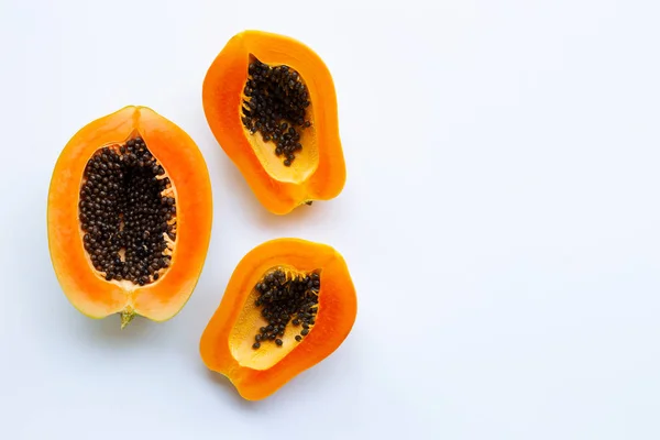 Papayafrucht Auf Weißem Hintergrund Kopierraum — Stockfoto