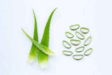 Aloe Vera beyaz dilimleri ile yaprakları