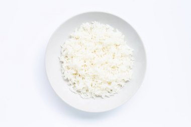 Beyaz izole pirinç Çanak