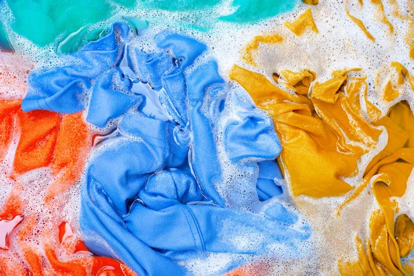 Color clothes soak before washing.