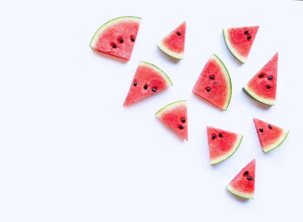 Fatias de melancia fresca no fundo branco. — Fotografia de Stock