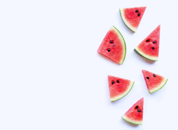 Fatias de melancia fresca no fundo branco. — Fotografia de Stock