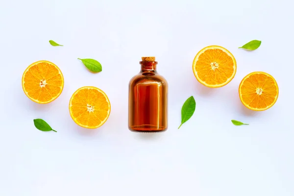 High vitamin C. Fresh orange citrus fruit with essential oil iso — Stock Photo, Image