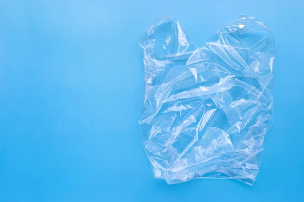 Sacchetto Plastica Sfondo Blu Copia Spazio — Foto Stock