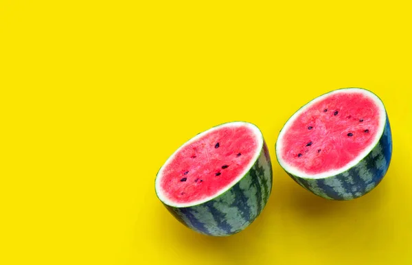 Fresh Watermelon Yellow Background Copy Space — Stock Photo, Image