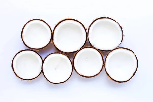 Coconuts Isolated White Background Top View — Stock Photo, Image