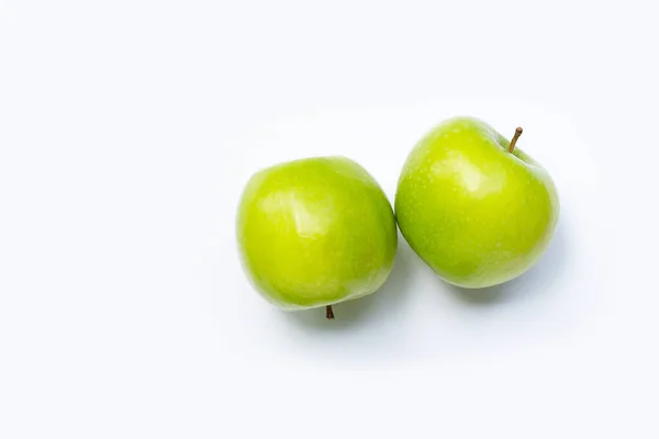 Manzanas Verdes Sobre Fondo Blanco Copiar Espacio — Foto de Stock