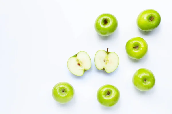 Manzanas Verdes Frescas Sobre Fondo Blanco Copiar Espacio — Foto de Stock