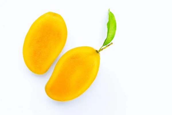 Tropisch Fruit Mango Witte Achtergrond Bovenaanzicht — Stockfoto