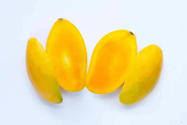 Tropik Meyve Beyaz Arka Planda Mango Üst Görünüm — Stok fotoğraf