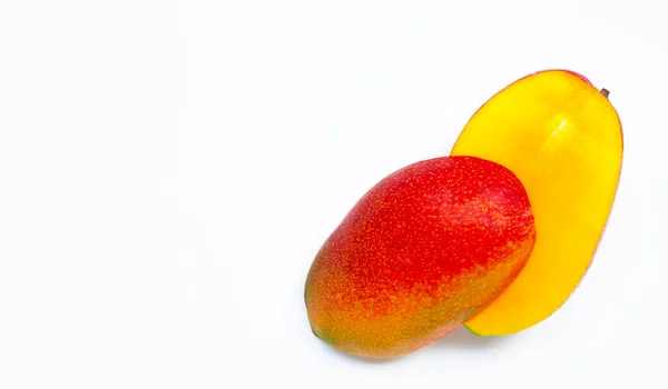 Tropisk Frukt Mango Vit Bakgrund Ovanifrån — Stockfoto