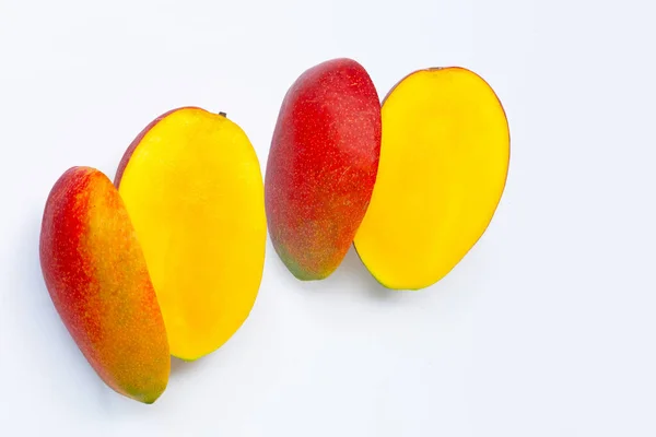 Tropische Früchte Mango Auf Weißem Hintergrund Ansicht Von Oben — Stockfoto