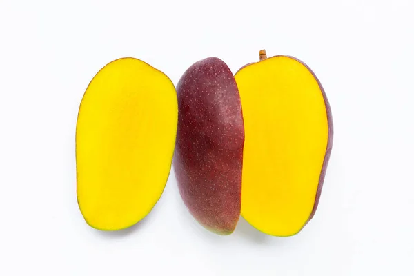 Tropische Früchte Mango Auf Weißem Hintergrund Ansicht Von Oben — Stockfoto