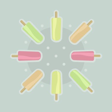 Sarı, yeşil, turuncu ve pembe buz açılır - vektör çizim