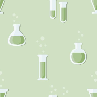 Yeşil sıvı - vektör arka plan ile laboratuar kapkacakları