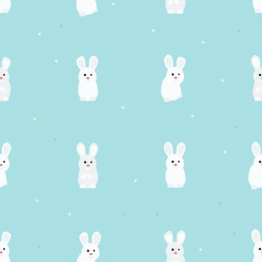 Açık mavi - vektör arka plan beyaz tavşan