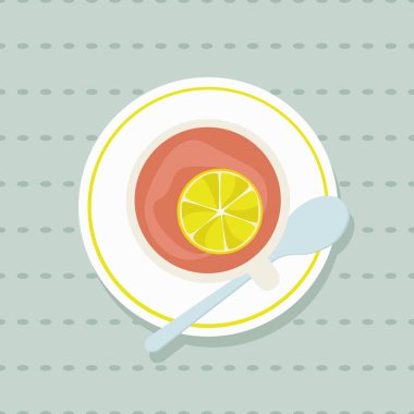Limon - vektör çizim ile çay servisi