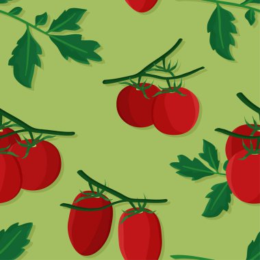 Domates ve açık yeşil - vektör çizim yapraklar