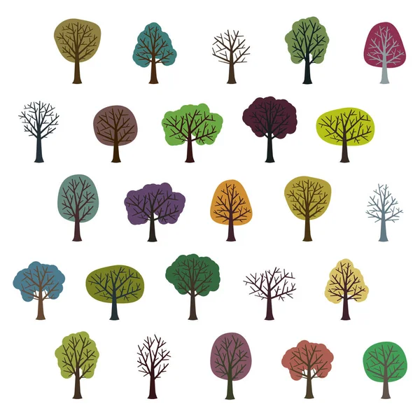 Ensemble Différents Arbres Illustration Vectorielle — Image vectorielle