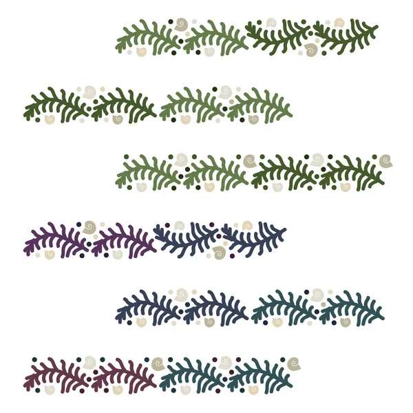 海シダとカタツムリのコンシュの装飾 ベクトル図 — ストックベクタ