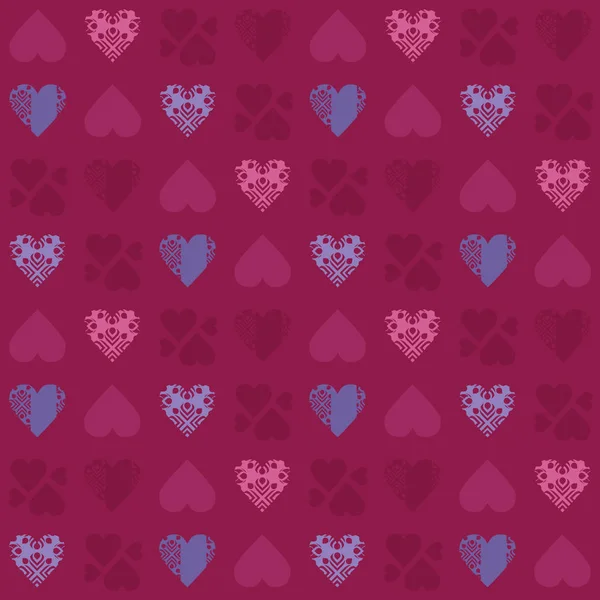 Valentines Vector Background Folk Hearts — Stock Vector