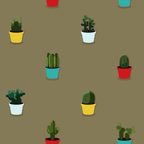 Various Cacti Plants Vector Background — Stock Vector