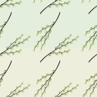 Çiçek açan söğüt dalları - vektör arka plan